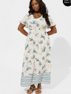 NWT Torrid Maxi Wash Challis Button Front A-Line Dress